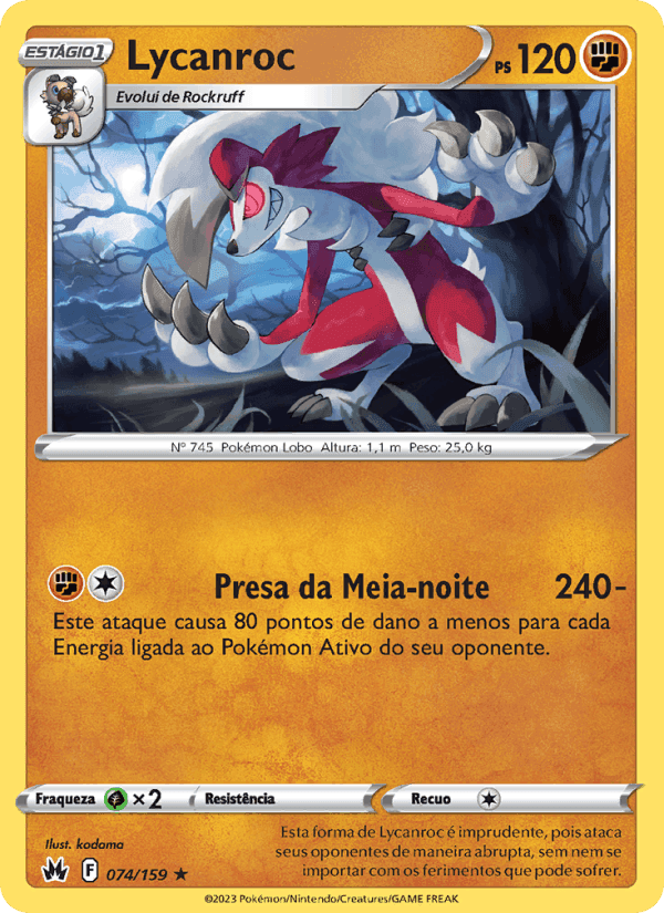 Lycanroc, carta 074 de Realeza Absoluta