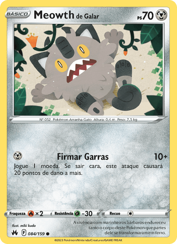 Meowth de Galar, card 084 from Realeza Absoluta