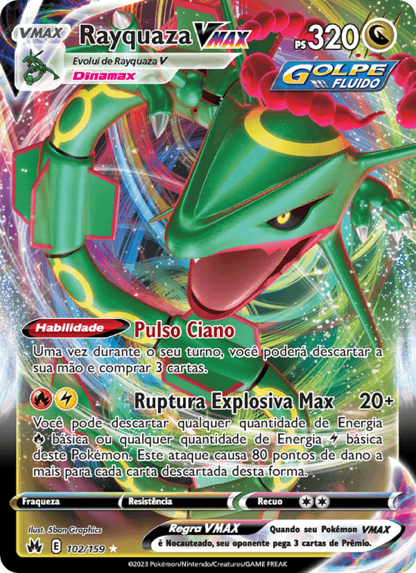Rayquaza VMAX, card 102 from Realeza Absoluta