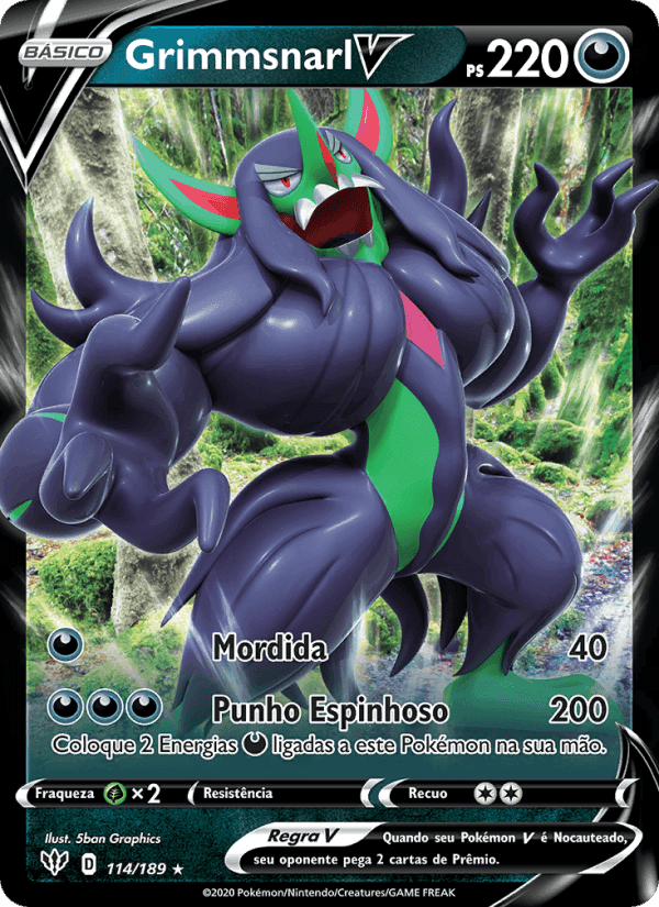 Grimmsnarl V, card 114 from Escuridão Incandescente