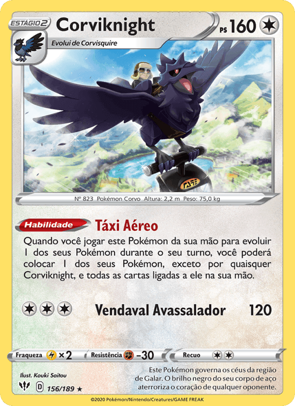 Corviknight, carta 156 de Escuridão Incandescente