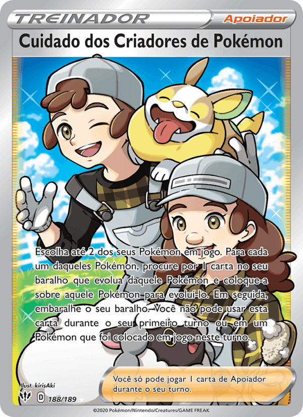 Cuidado dos Criadores de Pokémon, carta 188 de Escuridão Incandescente