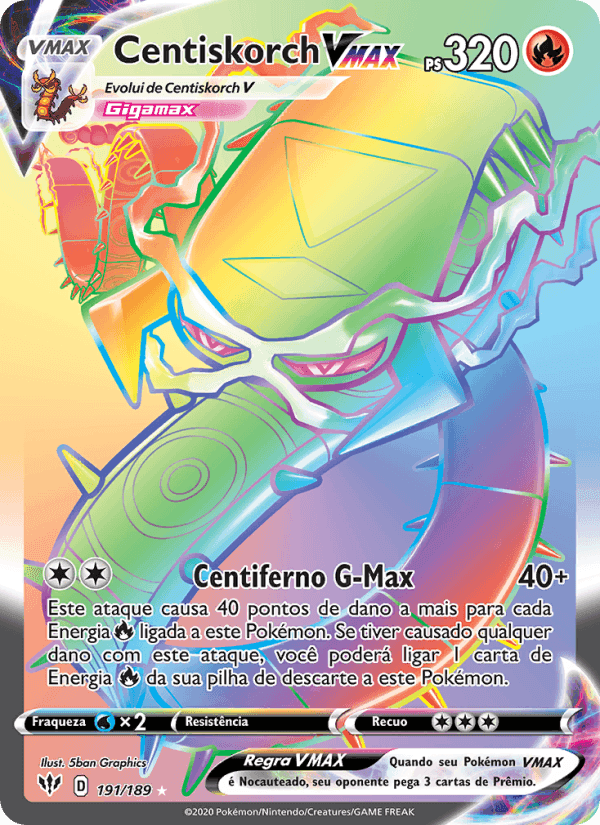 Centiskorch VMAX, card 191 from Escuridão Incandescente