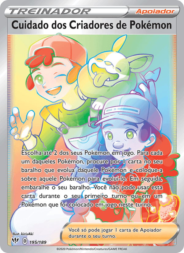 Cuidado dos Criadores de Pokémon, carta 195 de Escuridão Incandescente