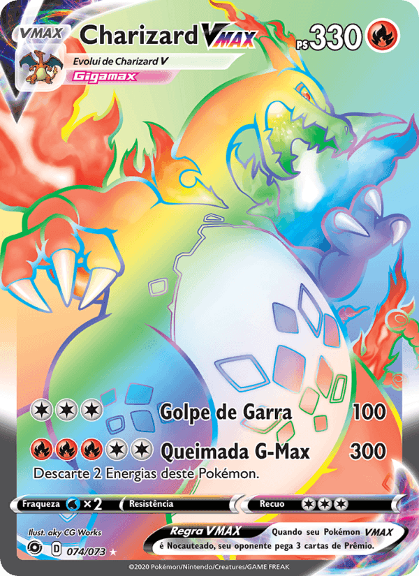 Charizard VMAX, carta 74 di Caminho do Campeão