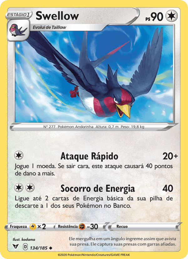Swellow, card 134 from Voltagem Vívida