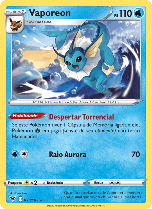 Vaporeon, carta 30 de Voltagem Vívida