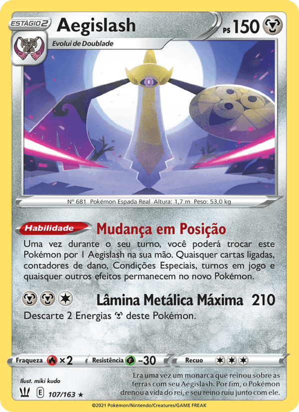 Aegislash, carta 107 di Estilos de Batalha