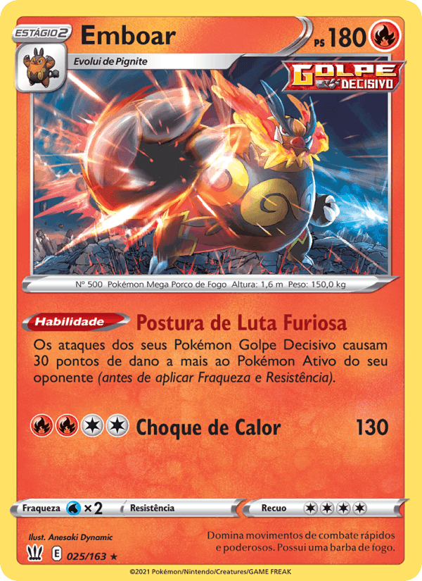 Emboar, card 25 from Estilos de Batalha