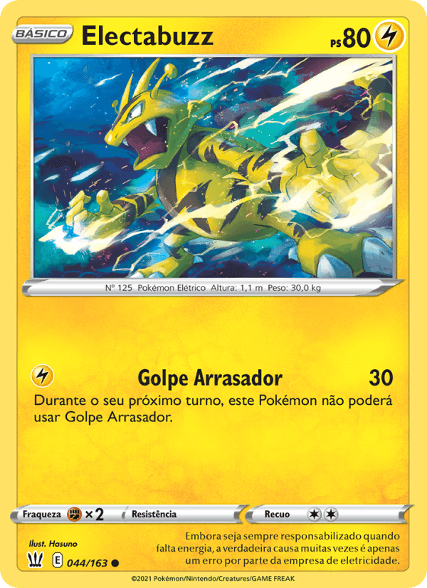 Electabuzz, card 44 from Estilos de Batalha