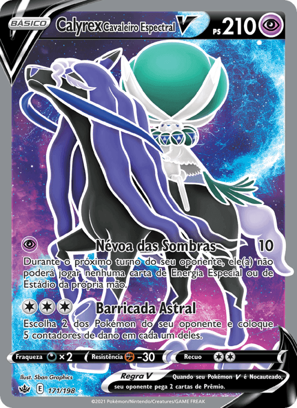 Calyrex Cavaleiro Espectral V, carta 171 de Reinado Arrepiante