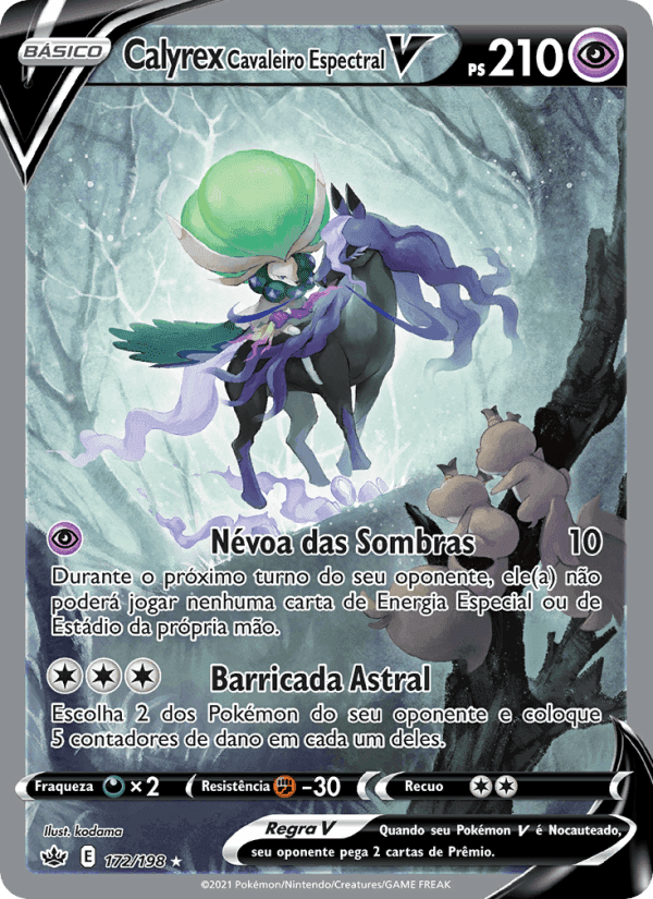 Calyrex Cavaleiro Espectral V, carte 172 de Reinado Arrepiante