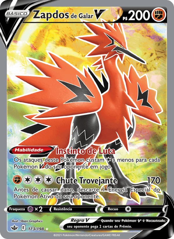 Zapdos de Galar V, card 173 from Reinado Arrepiante