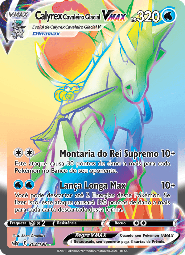 Calyrex Cavaleiro Glacial VMAX, carta 202 de Reinado Arrepiante
