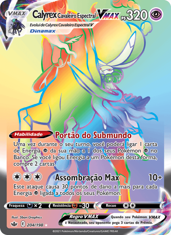 Calyrex Cavaleiro Espectral VMAX, carta 204 de Reinado Arrepiante