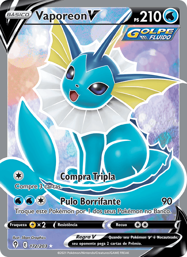 Vaporeon V, carta 172 de Céus em Evolução
