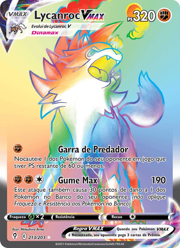 Lycanroc VMAX, card 213 from Céus em Evolução