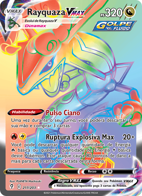 Rayquaza VMAX, carta 217 de Céus em Evolução