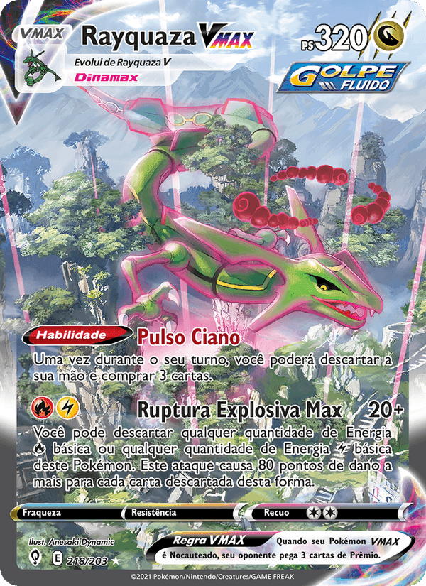 Rayquaza VMAX, carta 218 de Céus em Evolução