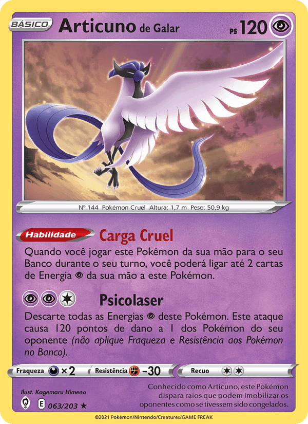Articuno de Galar, carta 63 di Céus em Evolução