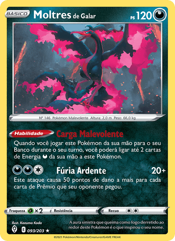 Moltres de Galar, carta 93 de Céus em Evolução