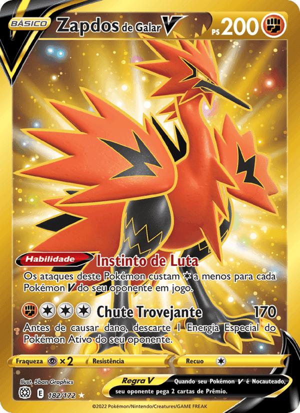 Zapdos de Galar V, carta 182 de Astros Cintilantes