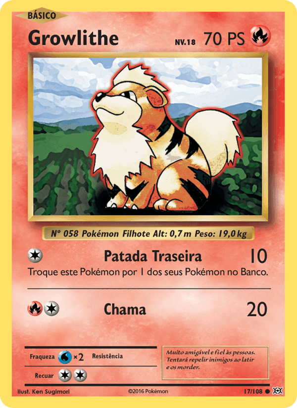 Growlithe, card 17 from Evoluções