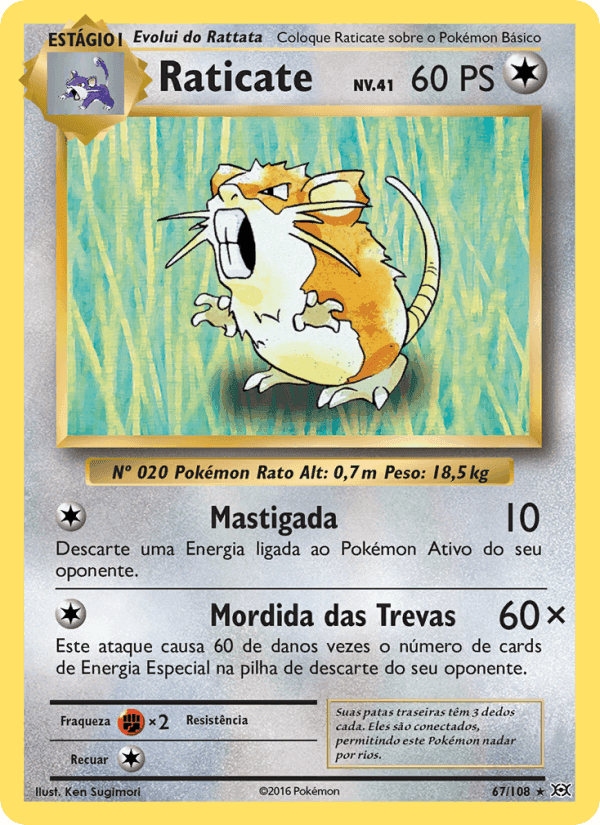 Raticate, carta 67 de Evoluções
