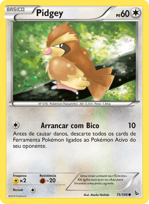 Pidgey, carta 75 de Flash de Fogo