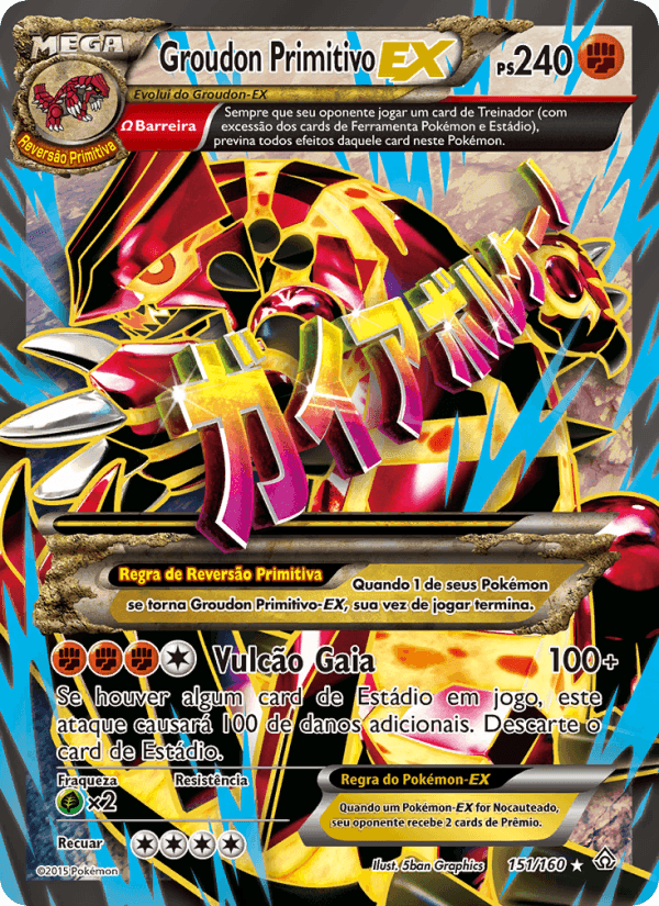 Groudon Primitivo EX, carta 151 de Conflito Primitivo