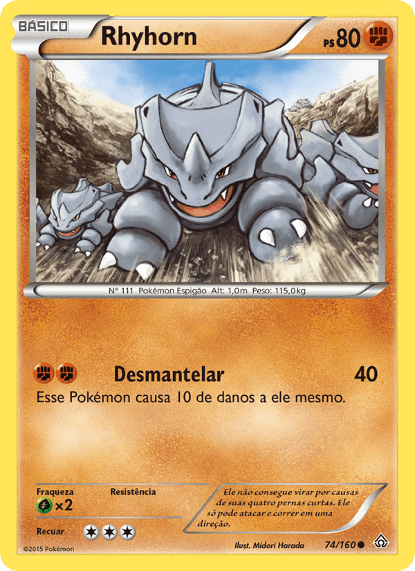Rhyhorn, card 74 from Conflito Primitivo