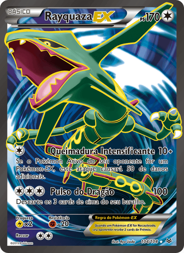 Rayquaza EX, card 104 from Céus Estrondosos