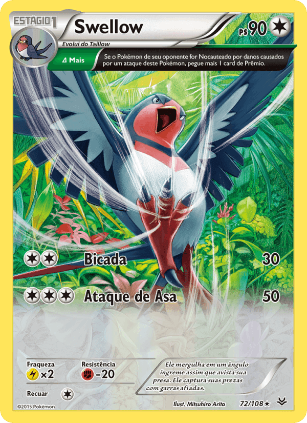 Swellow, card 72 from Céus Estrondosos