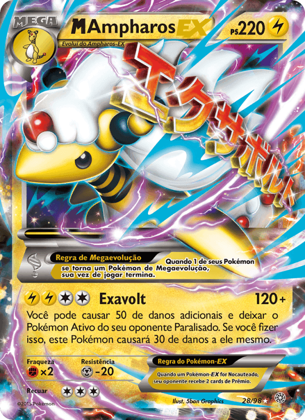 M-Ampharos EX, card 28 from Origens Ancestrais
