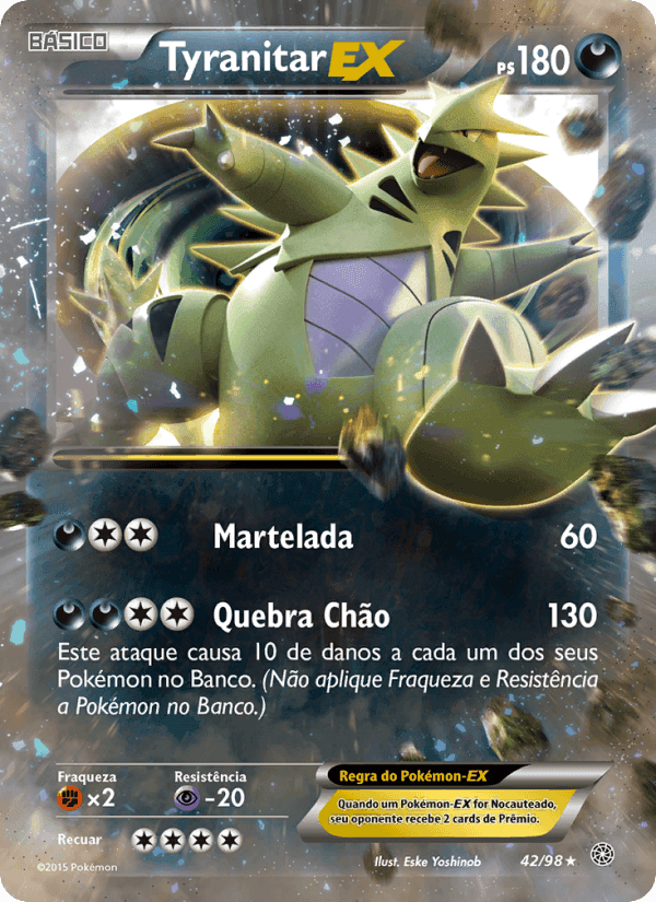 Tyranitar EX, carta 42 de Origens Ancestrais