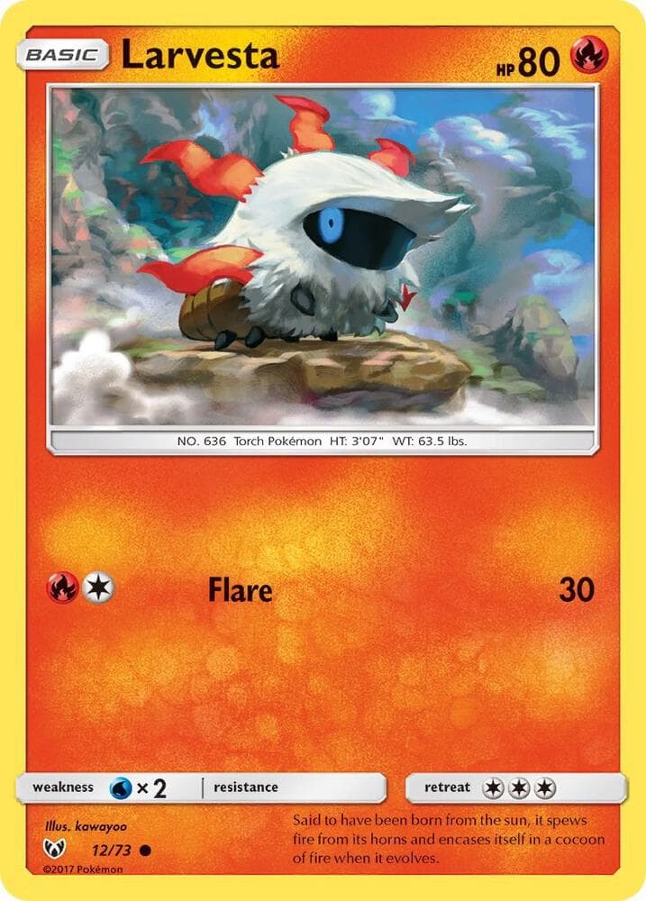 Larvesta, card 12 from Shining Legends