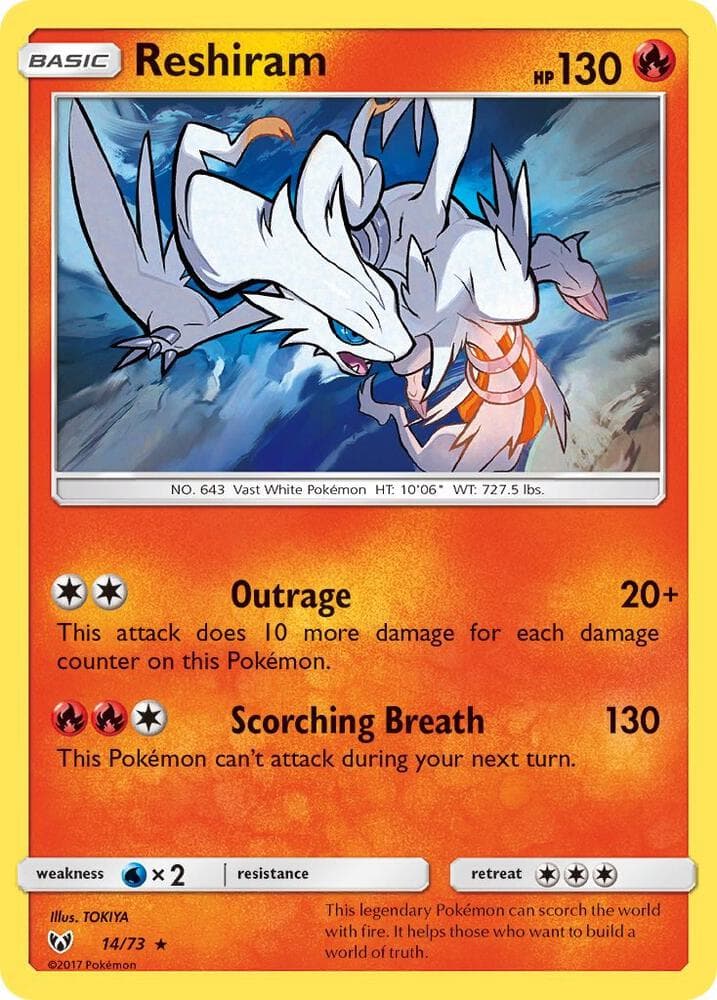 Reshiram, card 14 from Shining Legends