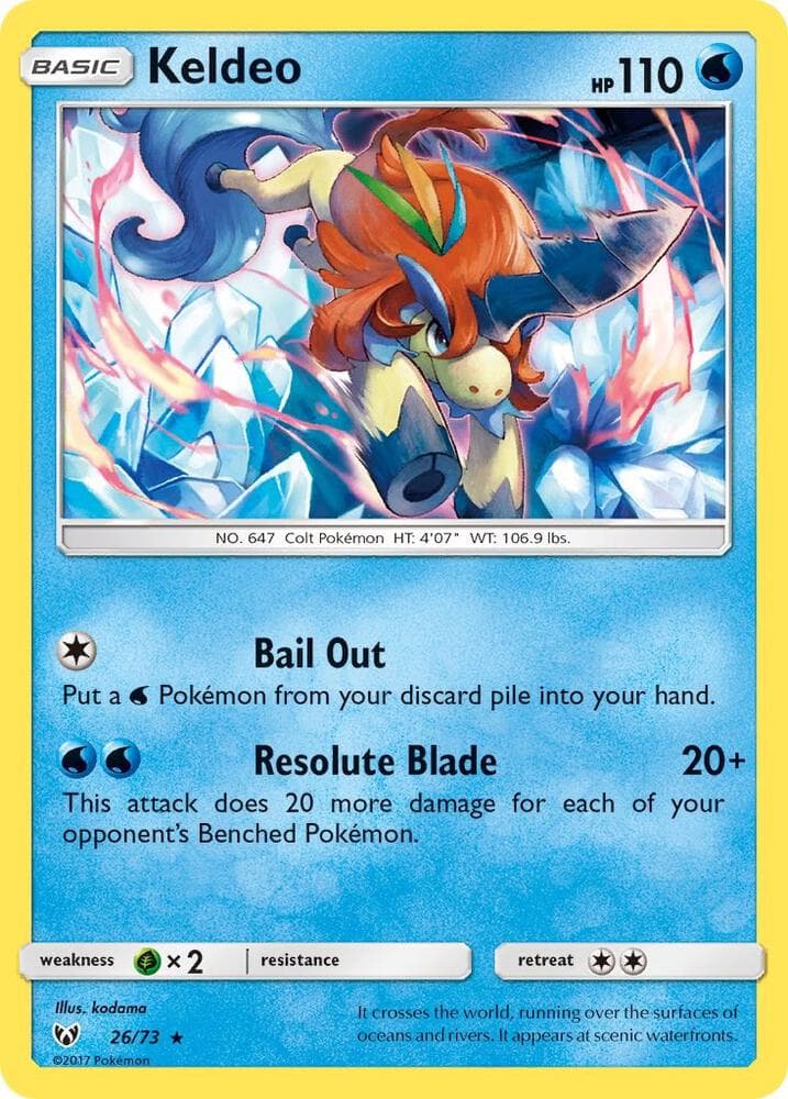 Keldeo, card 26 from Shining Legends