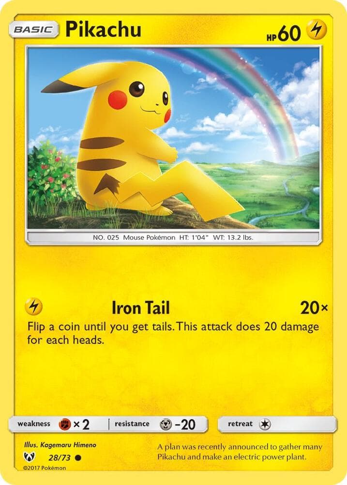 Pikachu, card 28 from Shining Legends