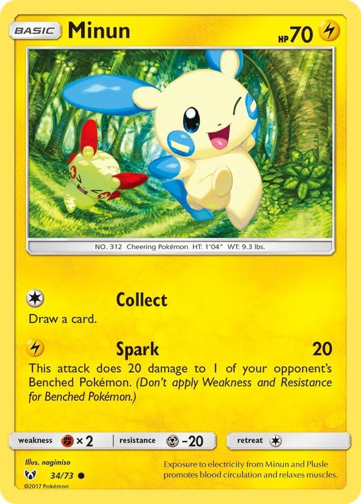 Minun, card 34 from Shining Legends
