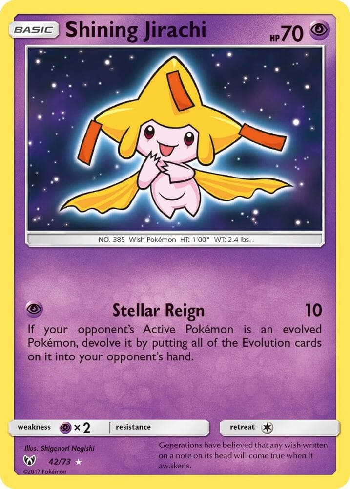 Shining Jirachi, card 42 from Shining Legends