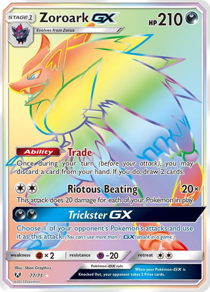 Zoroark GX, card 77 from Shining Legends