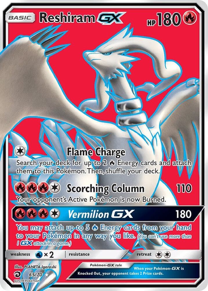 Reshiram GX, carta 65 di Trionfo Dei Draghi