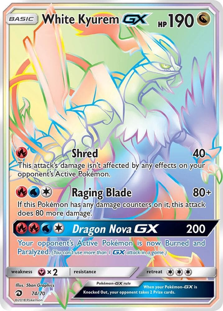 White Kyurem GX, card 74 from Dragon Majesty