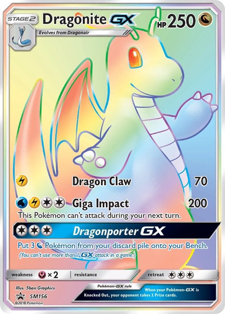 Dragonite GX, card SM156 from SM Black Star Promos