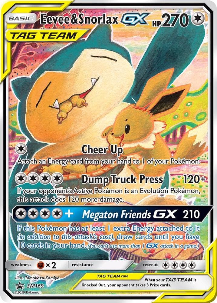 Eevee e Snorlax GX, carta SM169 de Sol e Lua Promos