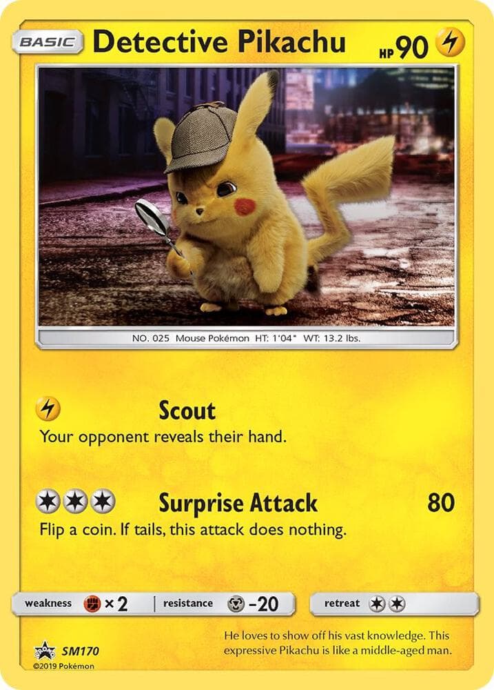 Detective Pikachu, card SM170 from SM Black Star Promos
