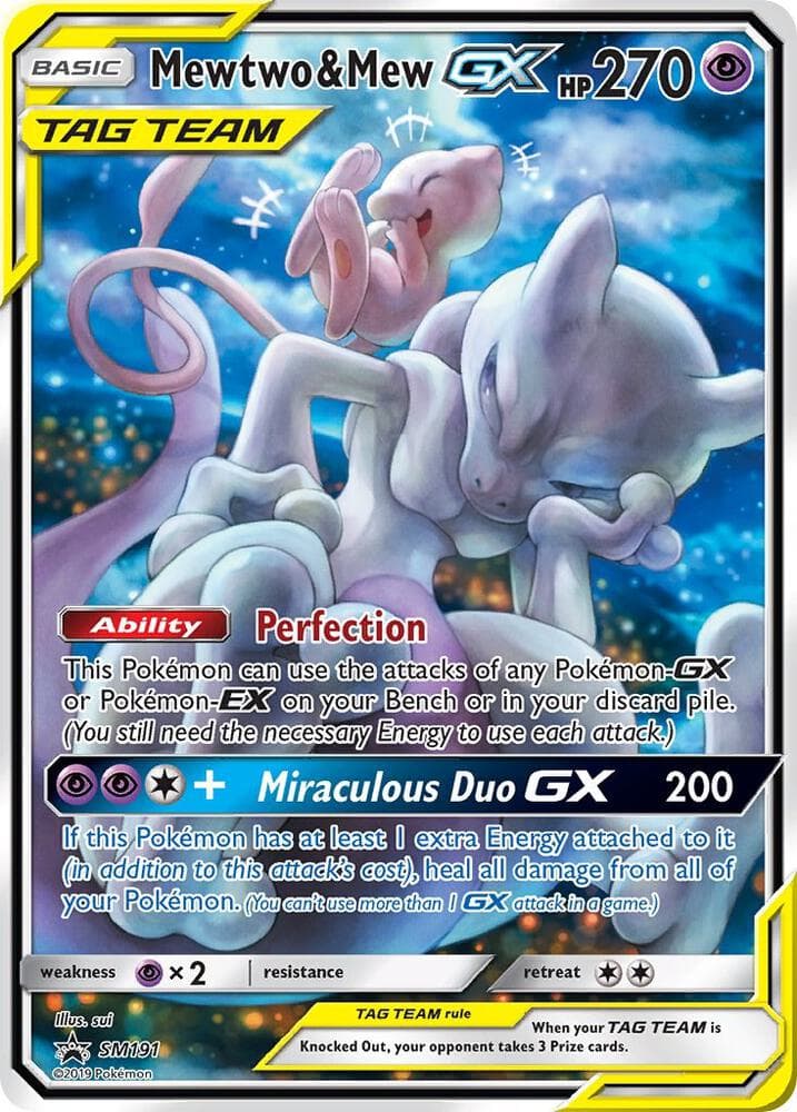 Mewtwo et Mew GX, carte SM191 de Promo SM