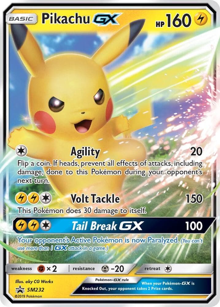 Pikachu GX, card SM232 from SM Black Star Promos