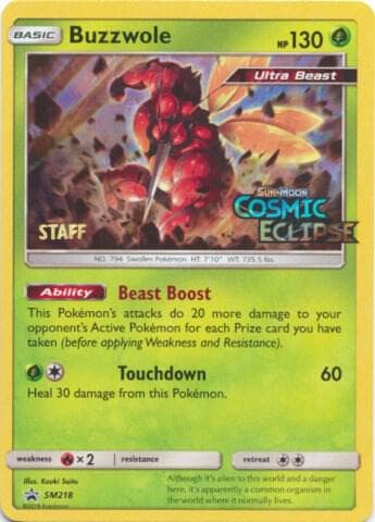 Buzzwole, card SM218 from SM Black Star Promos